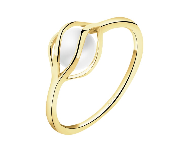 9 K Yellow Gold Ring with Pearl