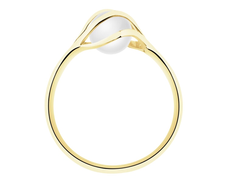 14 K Yellow Gold Ring with Pearl