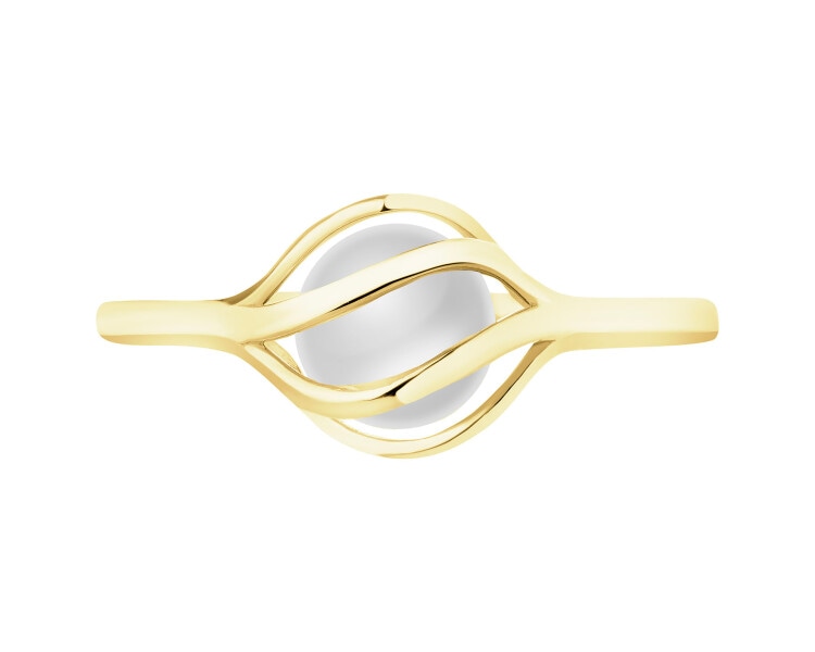 14 K Yellow Gold Ring with Pearl