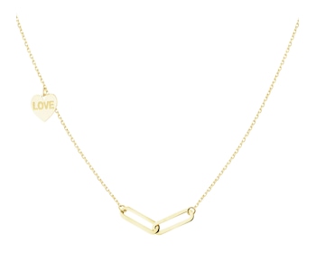 Złoty naszyjnik z cyrkonią - paper clip, serce, love