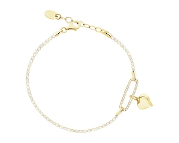 Złota bransoletka z cyrkoniami - serce