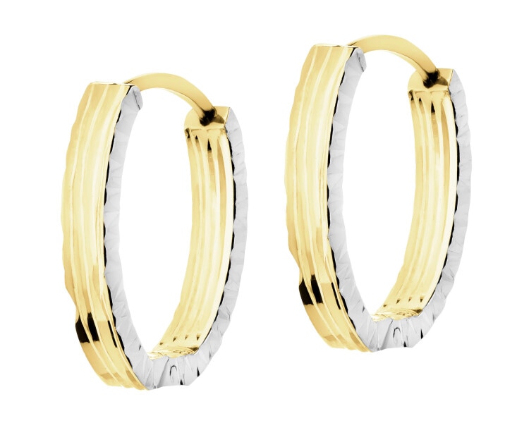 9 K Rhodium-Plated Yellow Gold Dangling Earring 