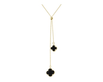 14 K Yellow Gold Necklace with Synthetic Onyx