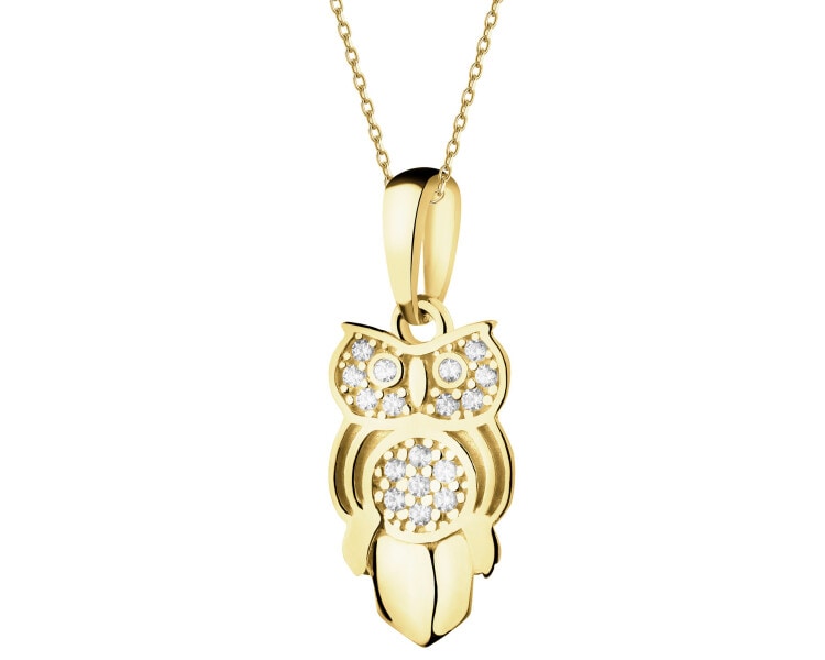 Złota zawieszka z cyrkoniami - sowa