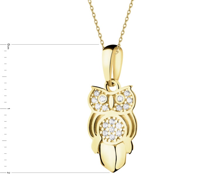 Złota zawieszka z cyrkoniami - sowa