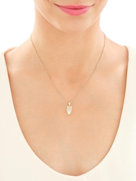 Złota zawieszka z cyrkoniami - sowa