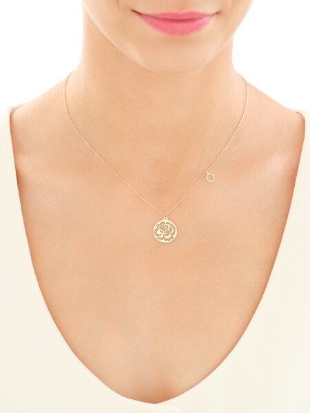 14 K Yellow Gold Necklace with Cubic Zirconia