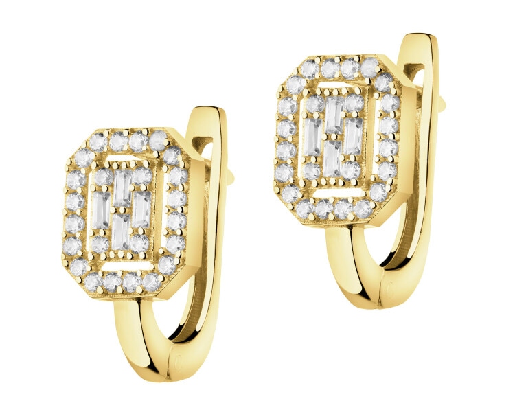 14 K Yellow Gold Earrings with Cubic Zirconia