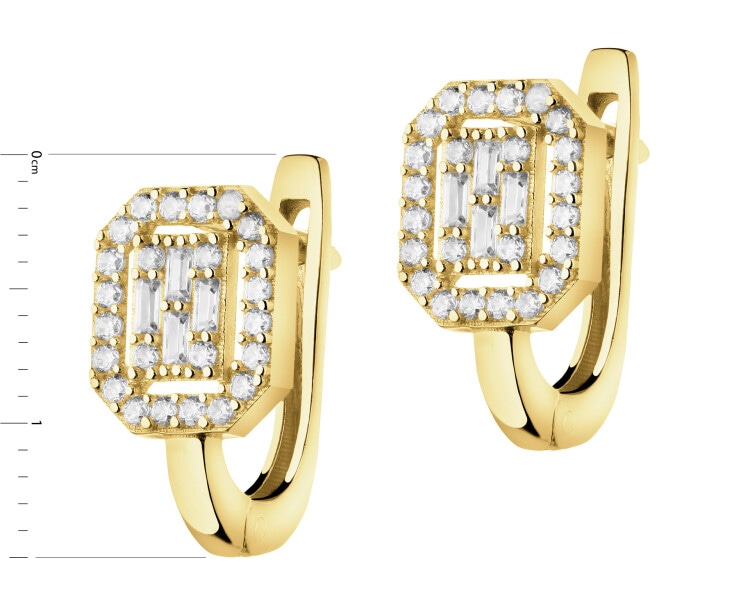 14 K Yellow Gold Earrings with Cubic Zirconia
