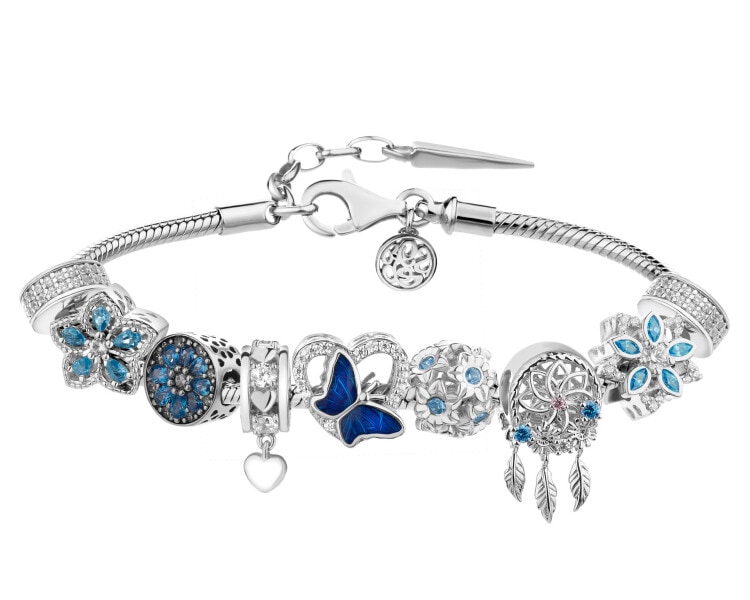 Rhodium-Plated And Oxidized Silver Set with Cubic Zirconia