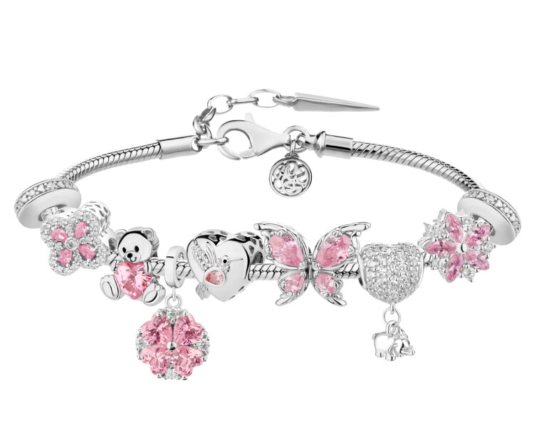 Rhodium-Plated And Oxidized Silver Set with Cubic Zirconia