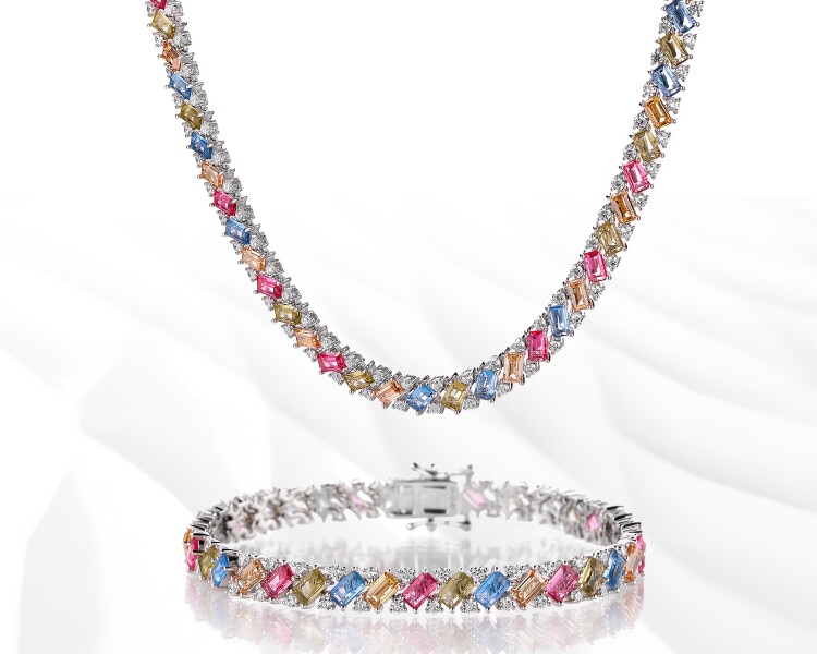 Gold-Plated Silver Necklace with Glass