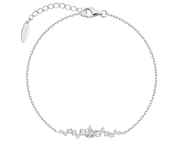 Rhodium Plated Silver Dangling Earring with Cubic Zirconia