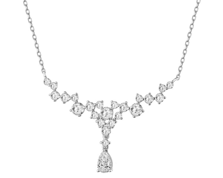 Rhodium Plated Silver Dangling Earring with Cubic Zirconia