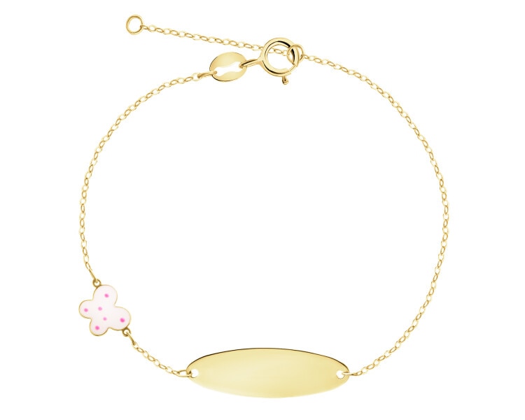 Złote kolczyki i bransoletka z emalią - komplet - motyle