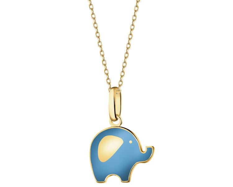 Zlaté náušnice a přívěsek se smaltem - souprava - sloni