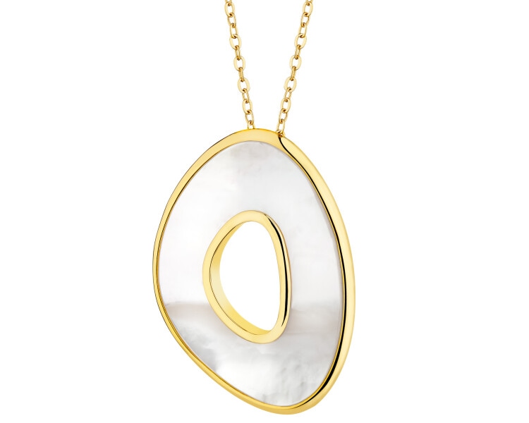 Gold-Plated Brass, Gold-Plated Silver Earrings with Mother Of Pearl