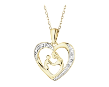 Zawieszka z żółtego złota z diamentami - serce - 0,01 ct - próba 375