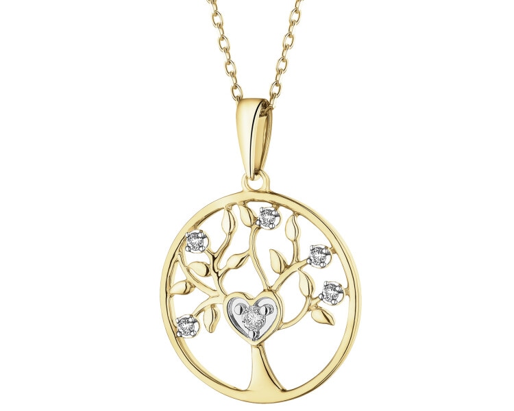 9ct Yellow Gold Pendant with Diamond - 0,05 ct - fineness 9 K