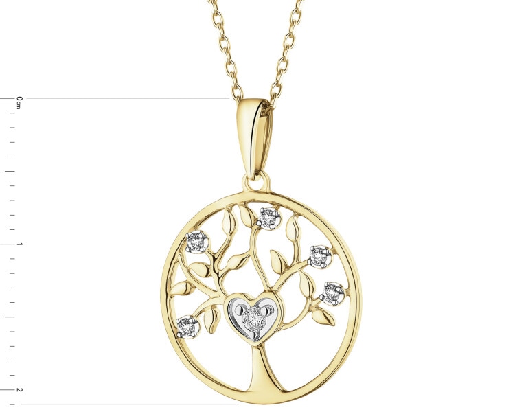 9ct Yellow Gold Pendant with Diamond - 0,05 ct - fineness 9 K