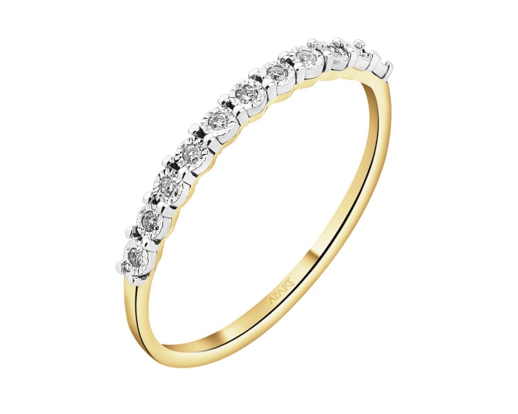 585 Yellow And White Gold Plated Ring with Diamonds - 0,04 ct - fineness 375