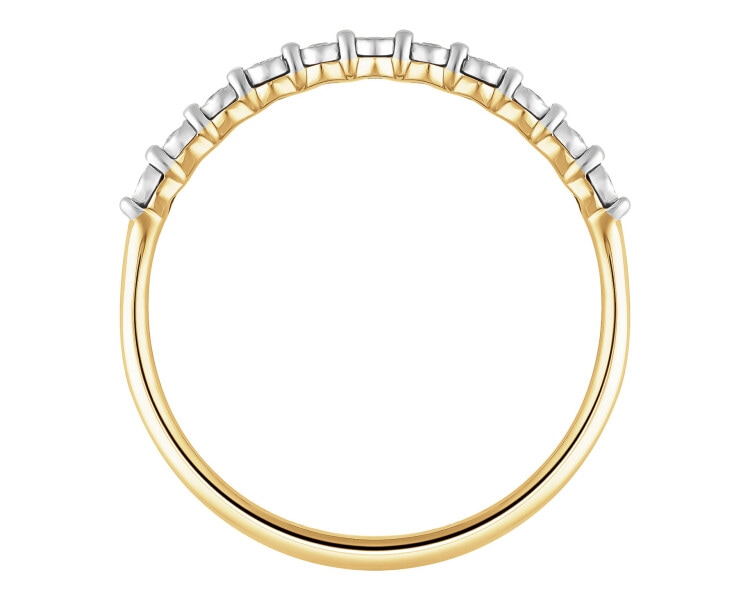 585 Yellow And White Gold Plated Ring with Diamonds - 0,04 ct - fineness 375