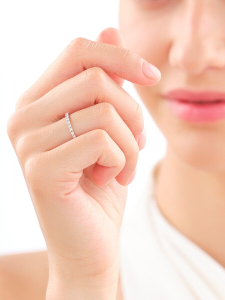 585 Yellow And White Gold Plated Ring with Diamonds - 0,04 ct - fineness 375