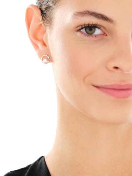 Stříbrné náušnice s perlami a zirkony - kroužky