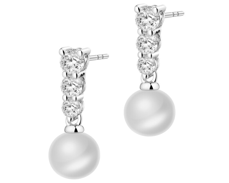 Stříbrné náušnice s perlami a zirkony