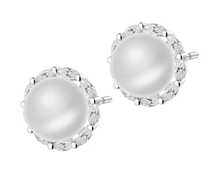 Stříbrné náušnice s perlami a zirkony