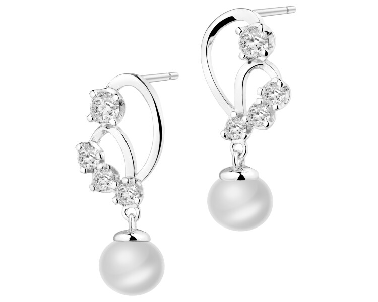 Stříbrné náušnice s perlami a zirkony