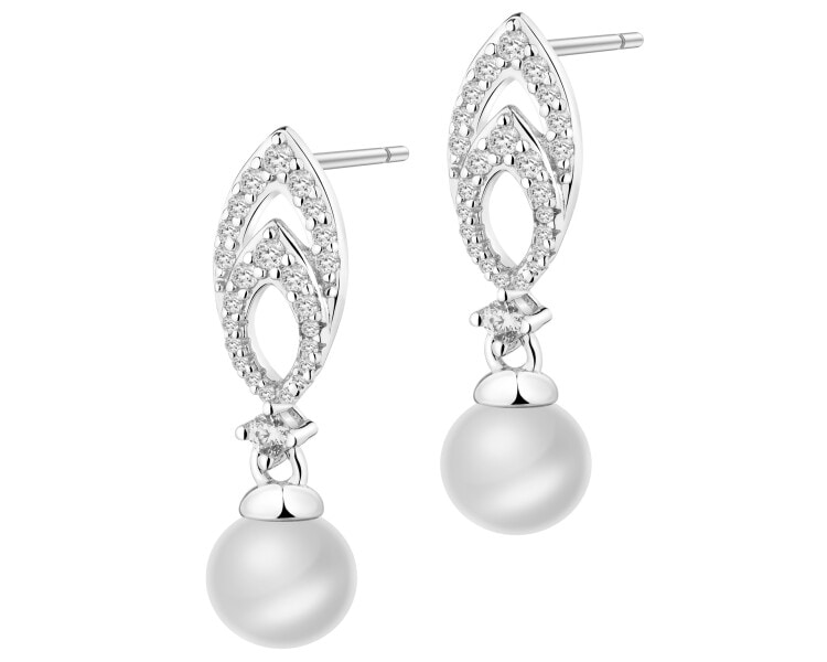 Stříbrné náušnice s perlami a zirkony