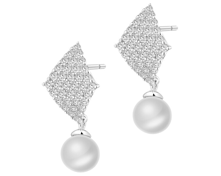 Stříbrné náušnice s perlami a zirkony