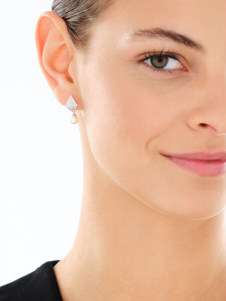 Stříbrné náušnice s perlami a zirkony