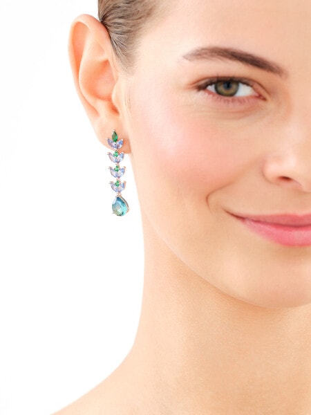 Kolczyki srebrne z cyrkoniami i szlifowanym szkłem