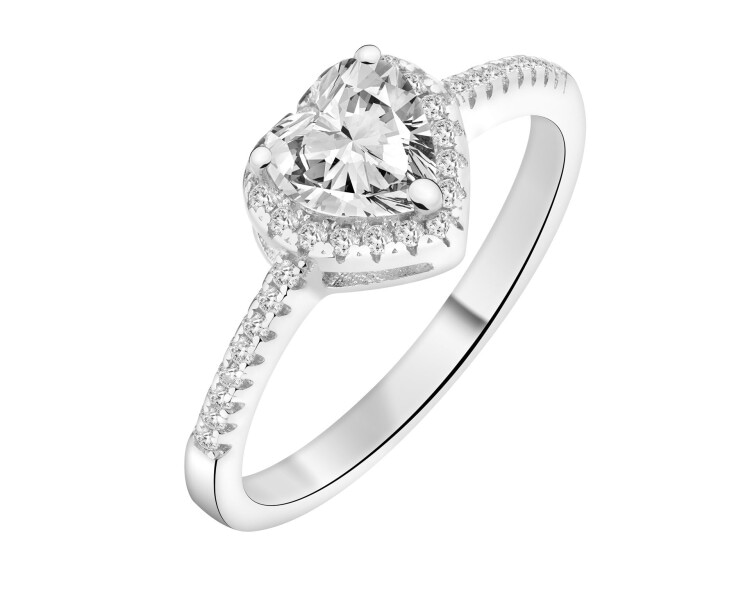 Stříbrný prsten se zirkony srdce