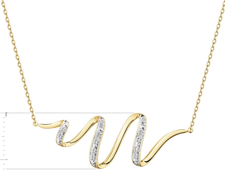 14 K Rhodium-Plated Yellow Gold Necklace with Diamonds - 0,02 ct - fineness 14 K