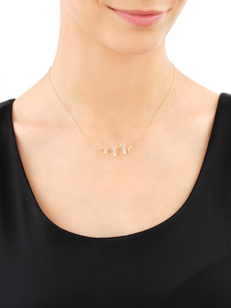 14 K Rhodium-Plated Yellow Gold Necklace with Diamonds - 0,02 ct - fineness 14 K