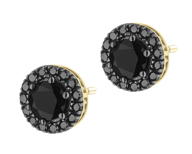 14 K Rhodium-Plated Yellow Gold Necklace with Diamonds - fineness 14 K