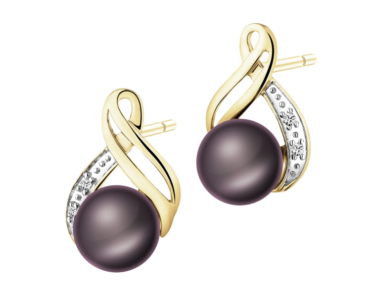 14 K Rhodium-Plated Yellow Gold Necklace with Diamonds - fineness 14 K