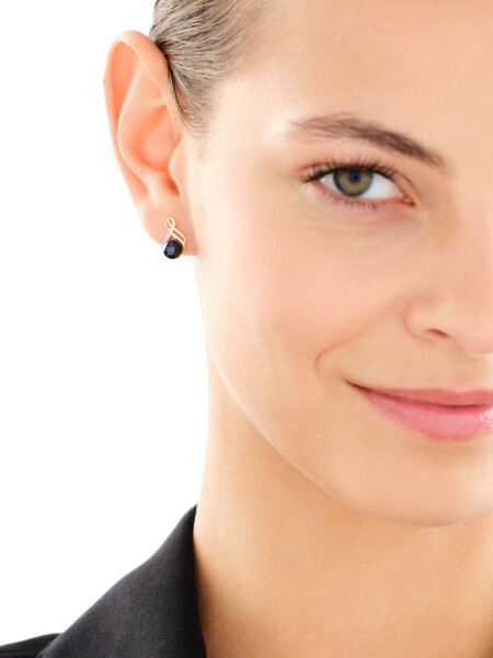 14 K Rhodium-Plated Yellow Gold Necklace with Diamonds - fineness 14 K