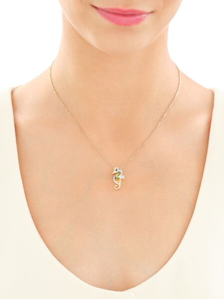 14 K Rhodium-Plated Yellow Gold Necklace with Diamonds - fineness 14 K