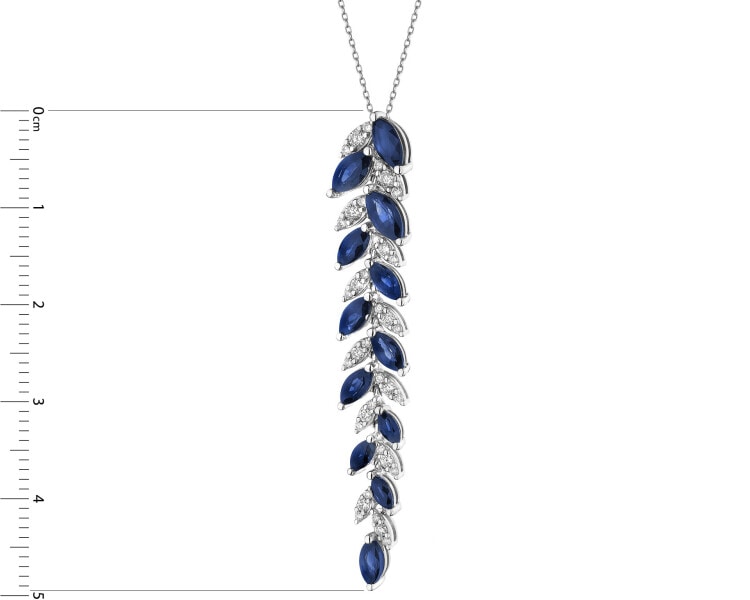 14 K Rhodium-Plated Yellow Gold Necklace with Diamonds - fineness 18 K