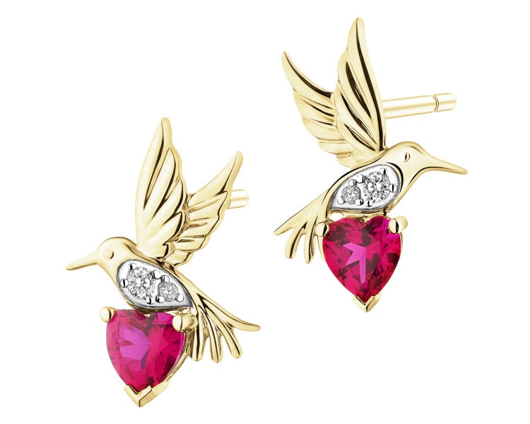 14 K Rhodium-Plated Yellow Gold Necklace with Diamonds - fineness 9 K