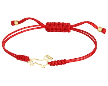 Bransoletka z elementami żółtego złota i diamentem - jamnik - 0,002 ct - próba 375