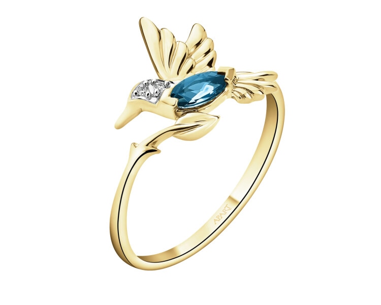 14 K Rhodium-Plated Yellow Gold Necklace with Diamonds - fineness 9 K