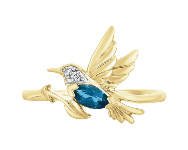 14 K Rhodium-Plated Yellow Gold Necklace with Diamonds - fineness 9 K