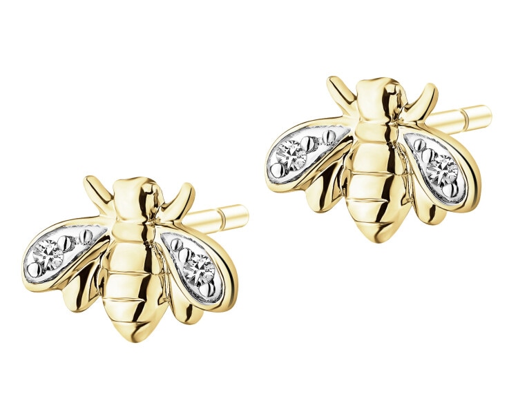 14 K Rhodium-Plated Yellow Gold Necklace with Diamonds - 0,01 ct - fineness 9 K