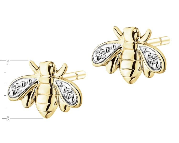 14 K Rhodium-Plated Yellow Gold Necklace with Diamonds - 0,01 ct - fineness 9 K