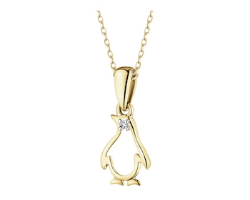 14 K Rhodium-Plated Yellow Gold Necklace with Diamonds - 0,005 ct - fineness 9 K
